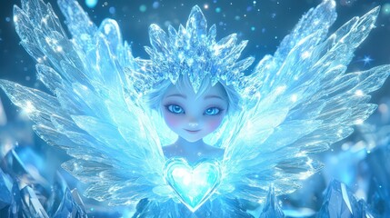 Wall Mural - A Crystalline Fairy Princess Holds a Glowing Heart