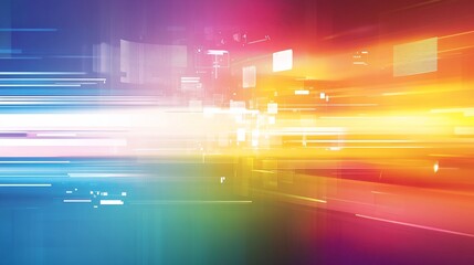 Aufkleber - Abstract geometric lines and shapes in a vibrant rainbow of colors creating a modern tech background