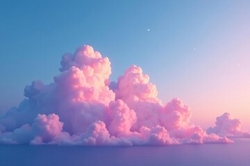 Wall Mural - Soft pink clouds gently spread across the sky at dusk, blue, weather, nature