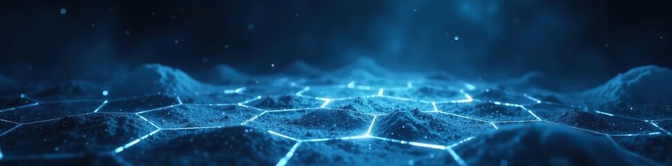 Wall Mural - darkened space with glowing white hexagonal shapes and deep shadows, glow, ethereal, shadow