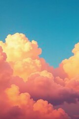 Wall Mural - soft orange clouds drift lazily across the blue sky, clouds, orange