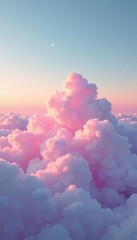 Wall Mural - soft pink clouds float gently across the sky at dawn, peaceful atmosphere, light hues