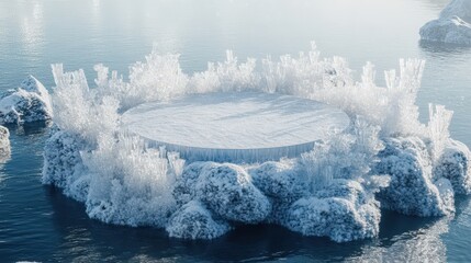 Wall Mural - Frozen Circular Platform Surrounded By Icy Formations