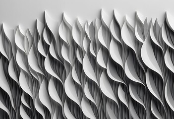 Poster - Monochromatic Paper Art, A Textural Cascade of Flowing Shapes