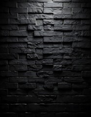 Poster - Textured black brick wall with subtle lighting and depth detail