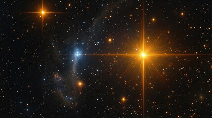 Wall Mural - celestial night sky spectacle with brilliant shining stars and colorful nebulae creating a mesmerizi