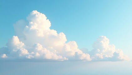 Naklejka na meble Soft and puffy clouds float across the pale blue sky, clouds, soft