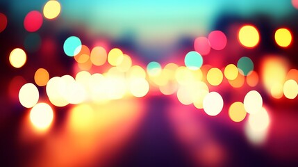 Poster - Soft Blurred Cityscape Lights at Night Creating an Atmospheric Effect