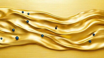 Poster - Flowing Gold River Design with Small Blue Elements on Smooth Surface
