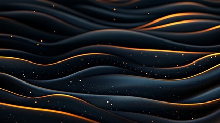 Fototapete - Digital Creation of Light Particles Forming Waves in Abstract Pattern
