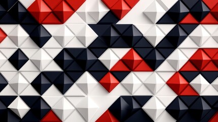 Poster - Abstract Geometric Arrangement of Triangles and Square in Bold Colors