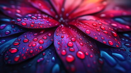 Poster - Close-Up Macro Shot of Vibrant Flower with Water Droplets on Petals