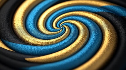 Poster - Blue and Gold Swirl Pattern with Dusty Texture on Dark Background