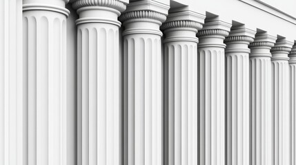 Poster - Elegant White Columns Against a Bright Wall Backdrop in Perfect View