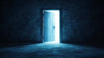 Poster - Light Flows from a Source Through an Open Door with Clear Gradient Effect