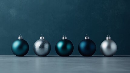 Poster - Strong Composition of Glittering Decorative Elements on Blue Background