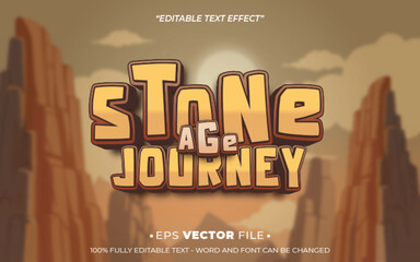 Poster - stone age journey editable text effect cartoon vector template