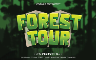 Poster - forest Tour text effect editable vector template realistic 3d style