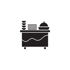 Poster - Service Catering Buffet Icon, vector flat black simple illustration for web and app..eps