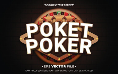 Poster - Poket Poker text effect editable vector realistic 3d style