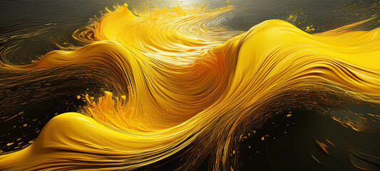 Wall Mural - abstract wavy background in yellow and black colors