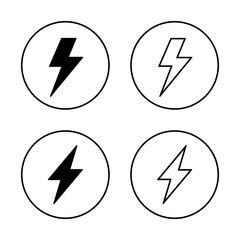 Aufkleber - Lightning, electric icon set on circle line. Thunder bolt, power, energy sign symbol