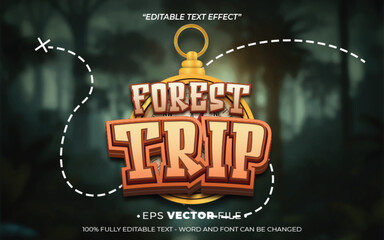 Poster - Forest Trip text effect editable vector template realistic 3d style