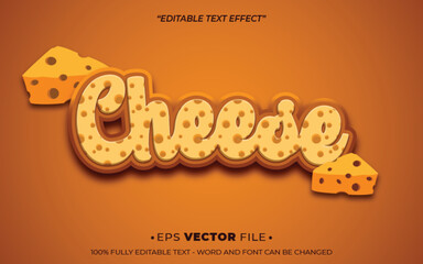 Poster - Cheese text effect vector template realistic 3d style 