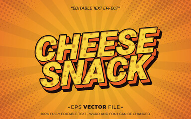 Leinwandbilder - Cheese Snack text effect vector template with a yellow background