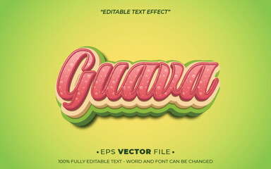 Poster - Guava Fruit 3d Editable text effect vector realistic