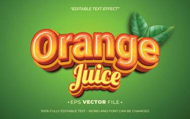 Poster - Orange Juice 3d Editable text effect vector realistic