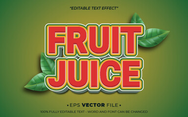 Poster - Fruit Juice 3d Editable text effect vector realistic
