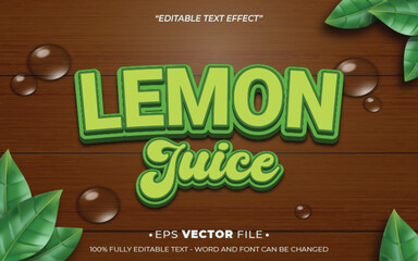 Poster - Lemon Juice 3d Editable text effect vector realistic
