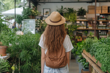 Wall Mural - A woman wearing a straw hat