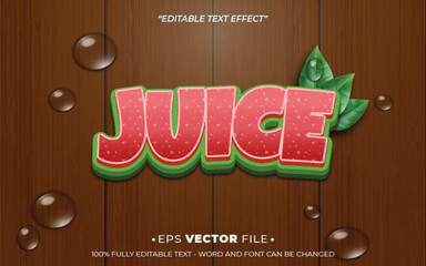 Poster - Juice 3d Editable text effect vector realistic