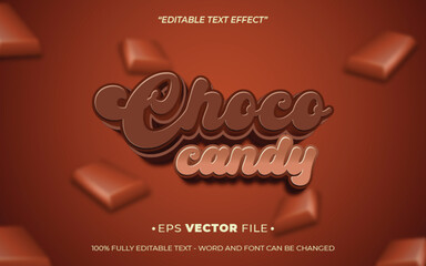 Poster - Choco Candy editable text effect vector template with 3d style