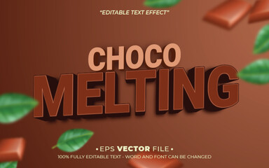 Poster - Choco Melting editable text effect vector template with 3d style