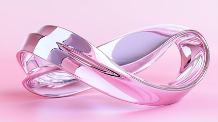 Poster - Minimalist 3D abstract forms with soft gradients and metallic reflections, copy space
