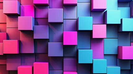 Fototapete - Vibrant 3D cubes arranged in an abstract pattern with depth and shadows, copy space
