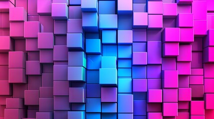 Fototapete - Vibrant 3D cubes arranged in an abstract pattern with depth and shadows, copy space