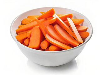 Wall Mural - bowl of fresh carrot isolated on white background with clipping path