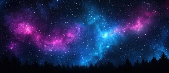 An enchanting celestial scene featuring colorful stars and the Milky Way.