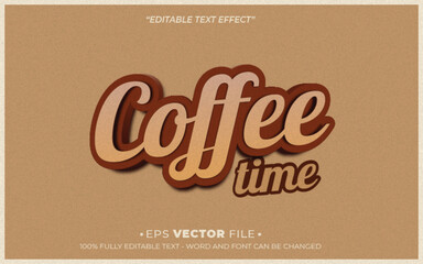 Poster - Coffee Time editable text effect vector template 3d style