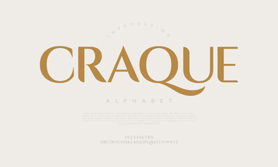 Poster - Craque typography beauty fashion elegant minimalist serif italic fonts decorative wedding vintage retro logos. Minimal luxury font alphabet logo. Vector illustration