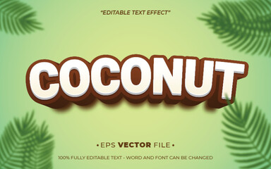 Poster - Coconut Fruit 3d Editable text effect vector realistic