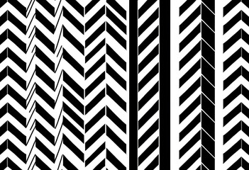 Poster - Geometric Pattern of Chevron and Vertical Stripes in Black and White