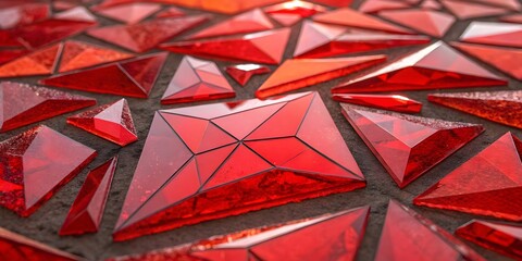 Poster - A close up of a red mosaic tile