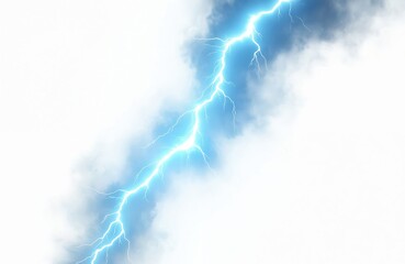 Poster - Blue lightning effect illustration on transparent PNG background. Thunder electric discharge graphic resource. Lightning bolt strikes sky. Design element for weather, storm, nature concepts.