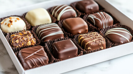 Poster - Delicious assortment of artisanal chocolates in box, perfect for gifting