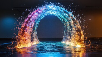 Canvas Print - Illuminated Water Forming A Circular Archway